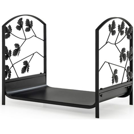 Portalegna in acciaio per uso esterno e interno 48 x 34 x 41 cm design elegante piedini rialzati nero 200019399