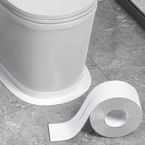 Bande d'étanchéité pour salle de bain, mastic d'étanchéité, bande de calfeutrage, ruban d'étanchéité simple et étanche compatible avec salle de bain, cuisine, baignoire, toilettes, mur et sol, avec ou (1/5)