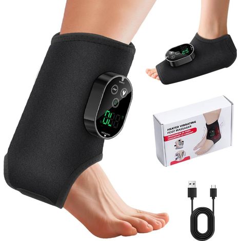Masseur de Pieds 3 en 1 Électrique et Sans Fil, 6 Niveaux de Chauffage, 3 Niveaux de Vibration, Appareil de Massage Chauffant Portable Sans Fil pour Chevill, Talons, Dessus du Pied (1/5)