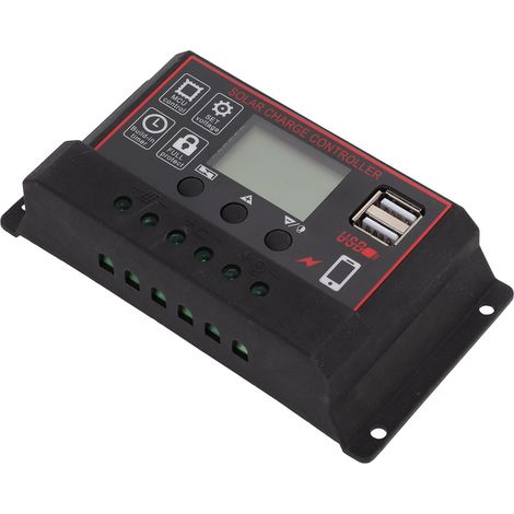 Régulateur de charge solaire intelligent 50A, panneau solaire batterie, double port USB, 12V/24V PWM auto-ajustable, écran LCD (1/5)