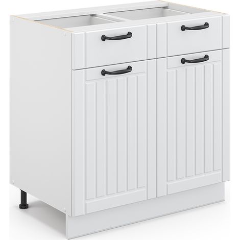 Mobiletto base per cucina Fame-Line, Bianco rustico, 80 cm senza piano di lavoro, Vicco