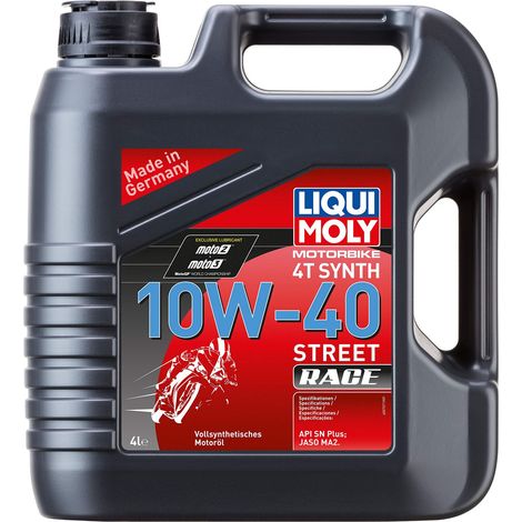 LIQUI MOLY MOTORBIKE 4T SYNTH 10W-40 STREET RACE, 4 L, HUILE DE MOTO À 4 COUPS, SKU: 20754, NOIR