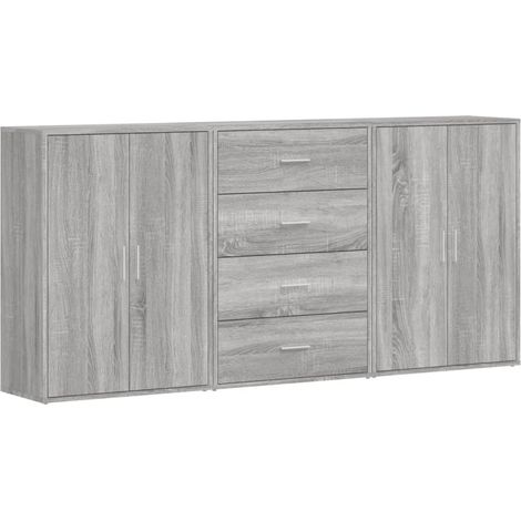 Credenza a buffet cassettiera mobile contenitore organizer cucina soggiorno salotti 3 pezzi Sonoma 60 x 31 x 84 cm legno ingegnerizzato grigio 020037166