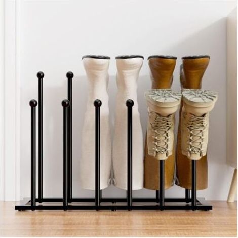 Pr Étagère à Chaussures sur Pied – Rangement à Chaussures en Métal Noir, Étagère à Chaussures pour Dortoir, Placard, Entrée, Chambre, Couloir, Organisateur de Rangement pour 6 Paires de Bottes (1/4)