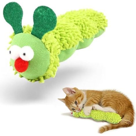Catnip Toy, Plush Catnip Caterpillar Toy, Contains Katze Grass, for Scratching, Playing (Green) (1/5)