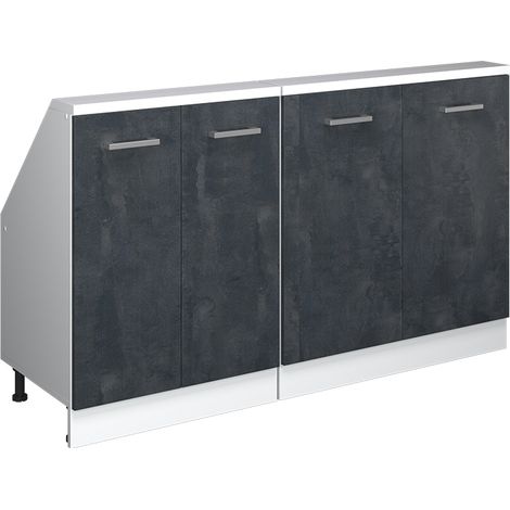 Ensembles de meuble de rangement sous pente Rion, noir béton/blanc, Lot de 2, Vicco