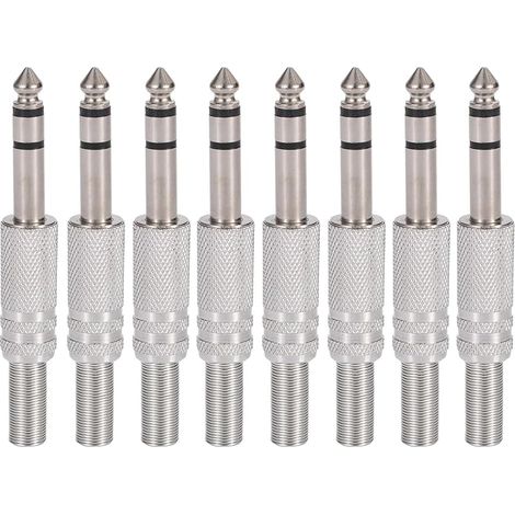 8 pièces prise audio stéréo TRS 6,35mm,1/4" soudé mâle connecteur jack avec soulagement de tension à ressort pour câbles de microphone de guitare haut-parleur (1/5)