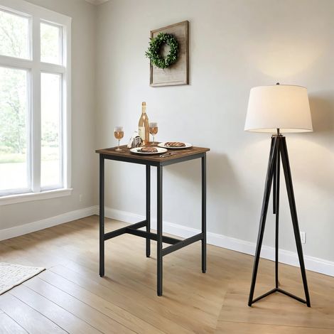 Vasagle – Table de bar carrée 60 x 60 x 92 cm – Cadre en acier – Style industriel vintage – Charge max 100 kg – Montage rapide en 15 min