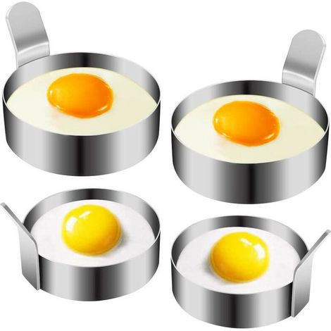 Anneau à Oeuf, 4pcs Inoxydable Omelette Moule Cuisson Moule pour la Cuisson œuf au Plat Pancakes Omelettes et Plus Lefou (1/5)