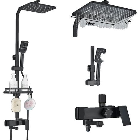 Ensemble de douche, fonction pluie, contrôle thermostatique, noir ABS-3-1 (1/2)