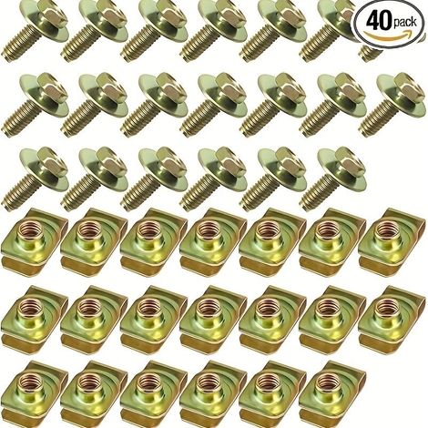 Kit de 40 boulons de carrosserie M6-1.0 et écrous en U extrudés, kit de fixation pour pare-chocs, ailes et doublures de protection sous moteur
