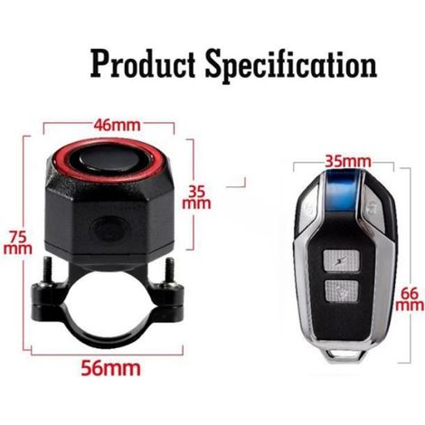 Alarme Antivol Vélo - Sans Fil - 110 dB - 7 Niveaux Sensibilité - USB-C Rechargeable - Pour Vélo Moto Scooter - 1 Pièce (1/4)