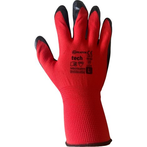 Gants industriel polyester et couche latex rouge taille L Mercator 12 paires (1/3)