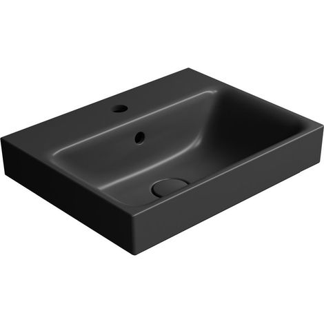 Lavabo en céramique NUBES 50x40cm, noir mat (1/3)