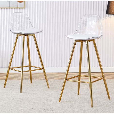 Set 2 sgabelli bar con schienale metallo oro OKMYHOME (1/5)
