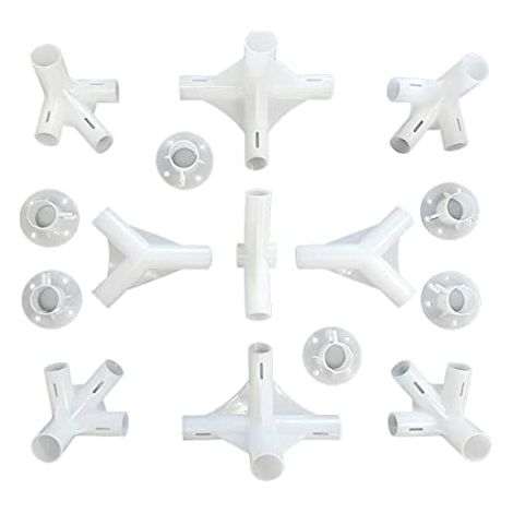 Juego de 15 conectores de plástico para toldo de 3 x 6 m (apto para tubos de 25/19 mm de diámetro), accesorios de montaje para tiendas de campaña, color blanco. (1/5)