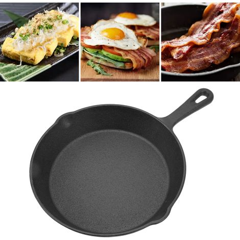 Klassische gusseiserne Bratpfanne, Grillpfanne, zum Grillen von Fleisch, Karamellisieren von Steaks, Zubereiten von Pfannkuchen und Pizza, Mini-DIY-Campingpfanne 16 cm (1/5)