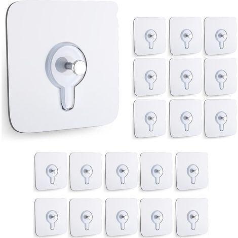 20 ganci autoadesivi senza chiodi, ganci da parete resistenti per appendere (1/5)