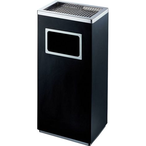 Cestino Gettacarte Posacenere 32x60,4x24,1 cm in Metallo Nero Opaco 16L per Interno Esterno (1/3)