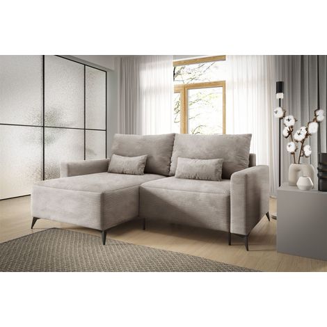 Ecksofa Schlafsofa Sofa SILVES in Stoff Poso Beige Ottomane Links
