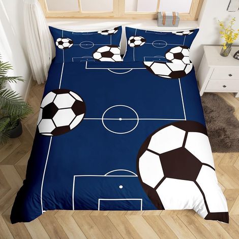 Housse de Couette 220x240cm Enfants Adolescent Ensemble de literie garçons Filles Teen Sports Theme Parure de Lit Respirant Terrain de Football (1/5)