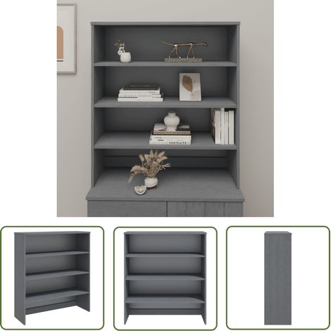 The Living Store Dessus de buffet HAMAR Gris foncé 90x30x100 cm Bois de pin - Dessus De Buffet - Meuble Tv - Buffet Design - Rangement Mural - Bibliothèque Ouverte (1/5)