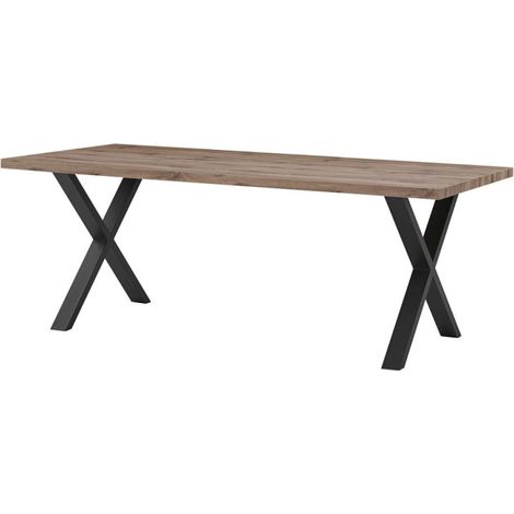 Table à manger 220 x 95 cm pieds en croix Lena (1/4)