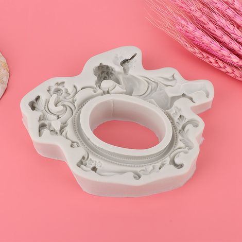 Cadre photo ange européen, moule en silicone à faire soi-même pour fondant, chocolat et décoration de gâteaux (gris) (1/5)
