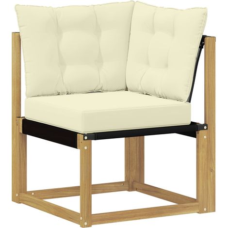 Outdoor Corner Sofa Solid Acacia Wood and Textilene Fabric vidaXL