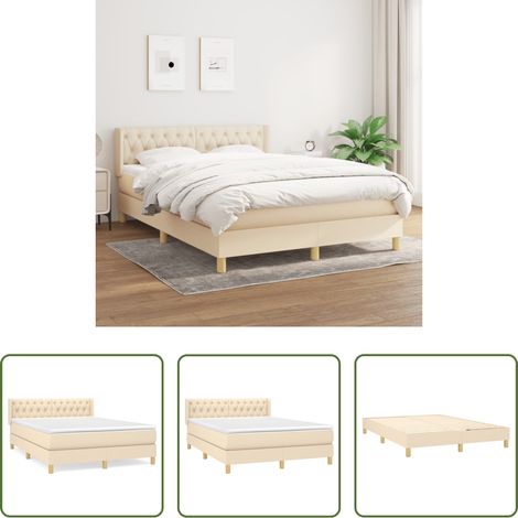 Matratze -  Boxspringbett mit Matratze Creme 140x200 cm Stoff (1/5)