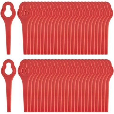 100 plastic replacement trimmer blades for lawn mowers.