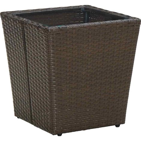 vidaXL Tavolino Marrone 41,5x41,5x44cm in Polyrattan e Vetro