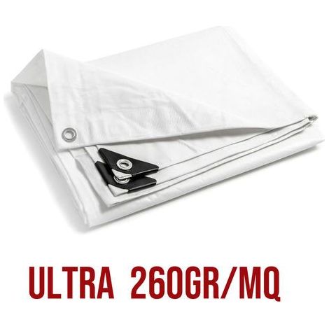 Telo PVC ULTRA 260gr occhiellato copertura impermeabile esterni Bianco 2,5X6m STI (1/4)