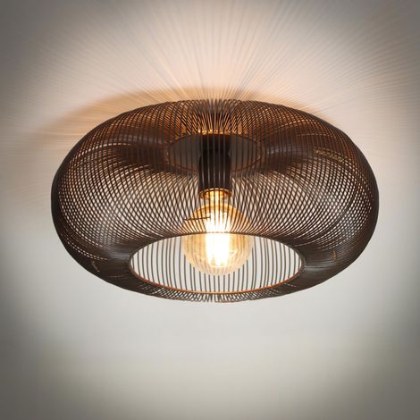 Plafonnier rond 43x20 cm en métal gris et doré - AMP