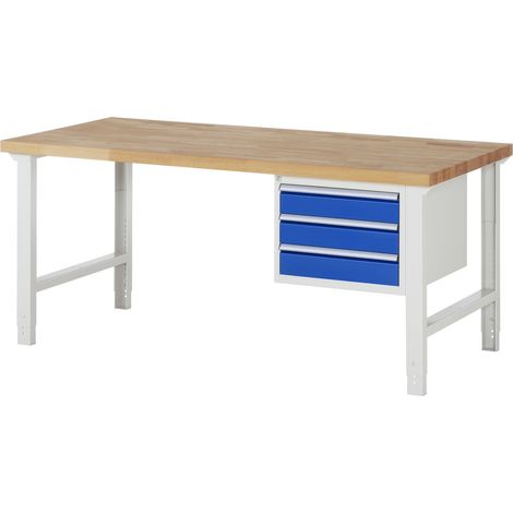 Rau Werkbank höhenverstellbar 7127A1, B2000xT900xH790-1140mm, 3x Schublade-TA (1/5)