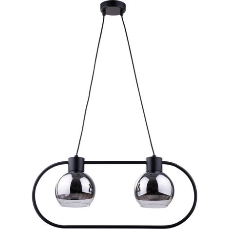Suspension moderne noire Linda, 2 globes E27 Sigma