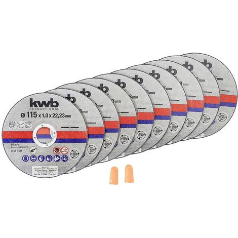 Disques à tronçonner minces pour meuleuses angulaires 115 mm Disque de tronçonnage Acier inoxydable INOX en boîte de rangement avec bouchons d'oreille 115 x 1,0 x 22,23 Ø