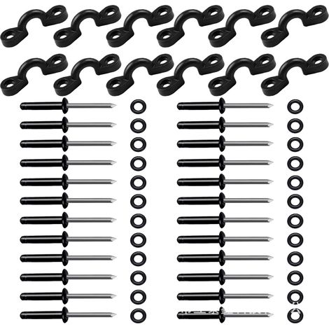Kit de 12 oeillets d'arrimage pour kayak avec 24 rivets Tri-Grip, fixation robuste pour installer des points d'arrimage sur kayaks, canoes et petits bateaux (1/5)