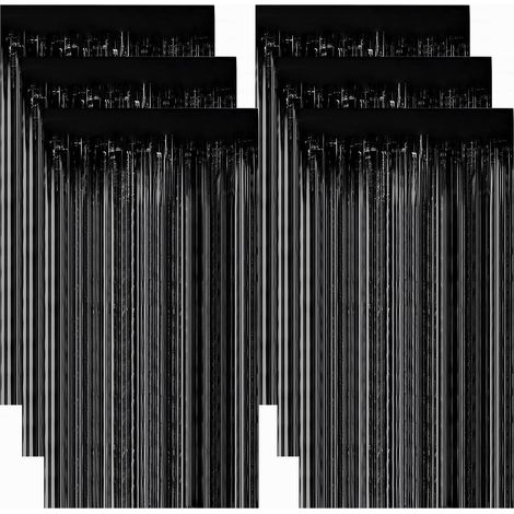 6 Pièces Rideau Metallique Noir 1X2 Mètres Rideau Frange Paillette Noir pour Le Nouvel an Halloween Décorations de Noël Fêtes d'anniversaire Décorations de Scène (1/4)