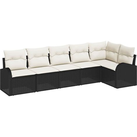 Maison Exclusive - Conjunto de sofás de jardín 6 pcs Negro y ratá