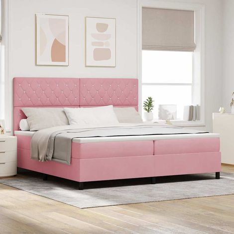 vidaXL Cama tipo Box Spring con cabecera Rosa 200 x 200 cm Terciopelo (1/5)