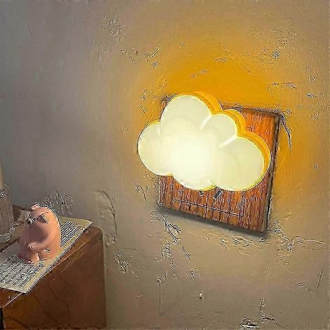Lámpara de noche LED infantil con enchufe en forma de nube, lámpara de noche automática para bebé, lámpara de pared para mesita de noche, decoración para habitación de recién nacidos. (1/4)