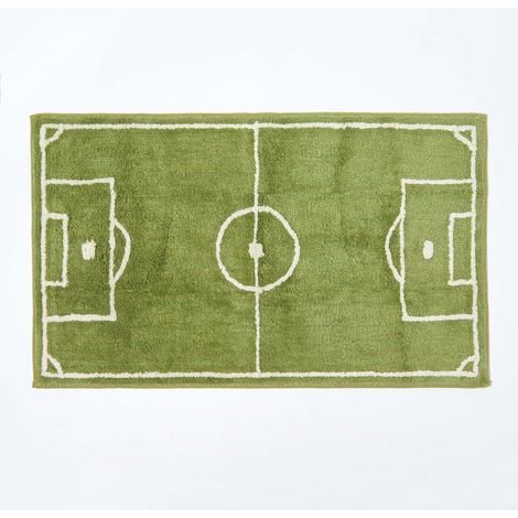 HOMESCAPES Cotton Tufted Washable Football Pitch Kids Rug