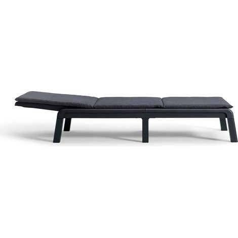 Keter Mallorca Sonnenliege / Gartenliege – graphit – inkl. grauem Kissen – 4-fach verstellbar – 187,5×58×29 cm – wetterbeständig & klappbar (1/4)