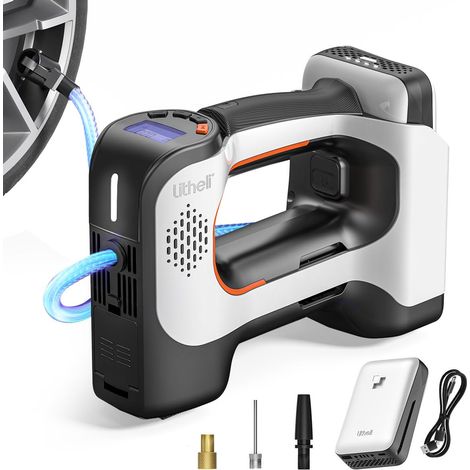 Elektrische Luftpumpe, 20V Luftkompressor 2.0 Ah, batteriebetriebenes digitales Druckmessgerät, 160PSI, tragbare Pumpe für Auto, Fahrrad und Sportbälle Litheli (1/5)