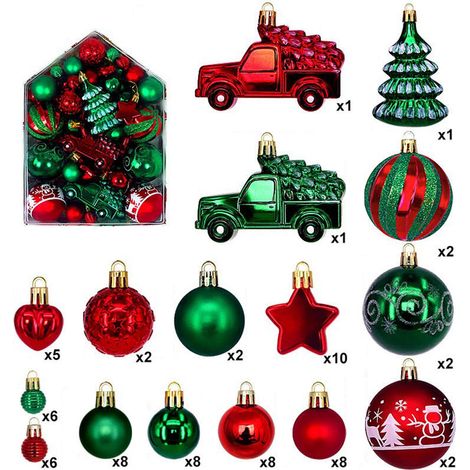 72 bruchsichere Weihnachtsbaumkugeln zum Aufhängen für den Baumkranz (1/2)