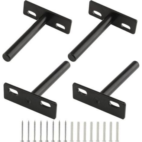 Set of 4 3-inch Floating Shelf Brackets, Heavy Duty Blind Shelf Supports, Hidden Wall Brackets for Wooden Floating Shelves, Black-Wall Shelf (1/5)