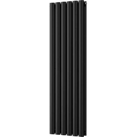 Omeara - Black Vertical Radiator H1200mm x W348mm Double Panel