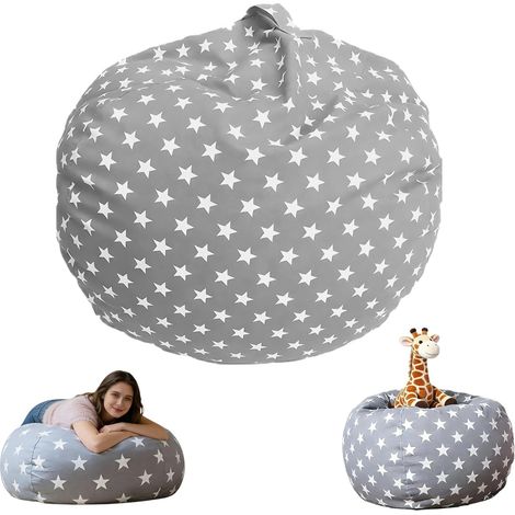 Sac Rangement Peluches Enfant, Bean Bag Rangement Jouets avec Fermeture Éclair, Confortable Doux Pouf Pliable Rangement Rond, Toile Sac Rangement Jouets pour Jouet Vêtement Courtepointes (1/5)