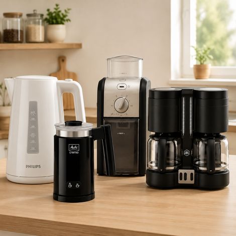 Set para preparar café «Coffee Lover» (4 piezas): molinillo de café, hervidor de 1,7 l, cafetera de goteo doble y espumador de leche (1/5)